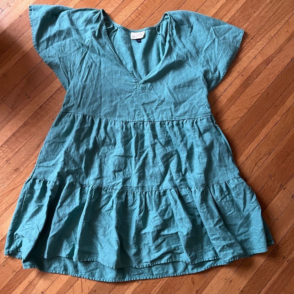 Universal Thread mint green seafoam linen mini dress Coachella costal cowgirl L